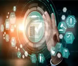 Treinamento de Soldagem 3 Conceito digital representando segurança e conformidade técnica na indústria.