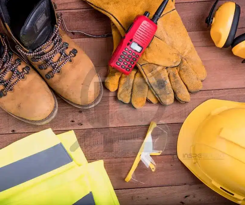 Equipamentos de proteção individual (EPIs) para segurança no trabalho industrial.