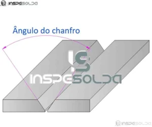 Imagem demonstrando o ângulo de chanfro em junta soldada