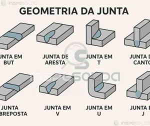 Geometria da Junta (joint geometry) 16 Ilustração das principais geometrias de juntas utilizadas em processos de soldagem, como topo, canto, sobreposta e em T.