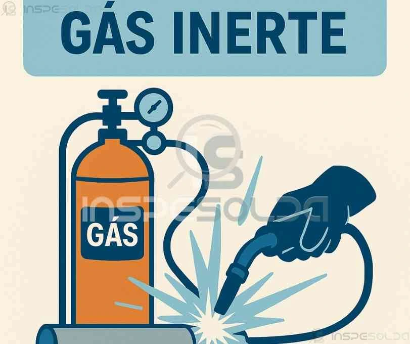 Ilustração representando cilindro de gás inerte utilizado na proteção da poça de fusão durante a soldagem.